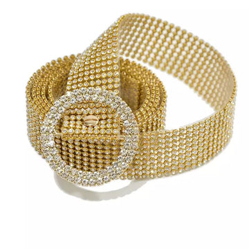 Malta New Design Rhinstone Belt With Beautifull Rhinestone crystal O Shape Buckle-(05-05-00-04)